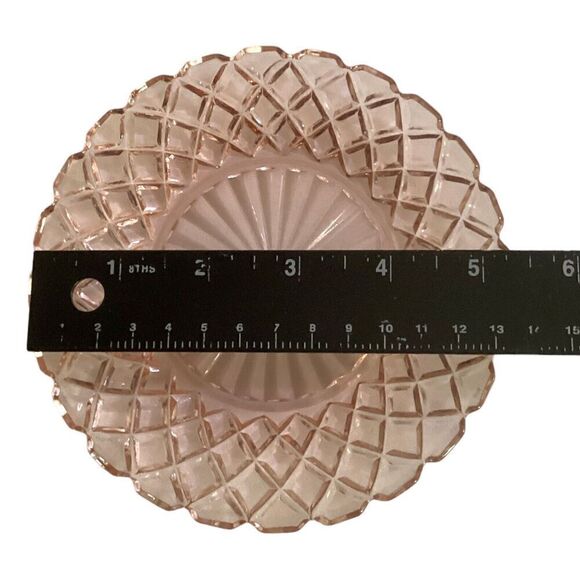 Vintage Pink Depression Glass Bread & Butter Plates Waffle Colonial 1930’s - Picture 2 of 4
